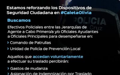 Convocatoria abierta y voluntaria para el personal policial de Río Gallegos